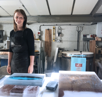 Helen Slater Stokes in her studio