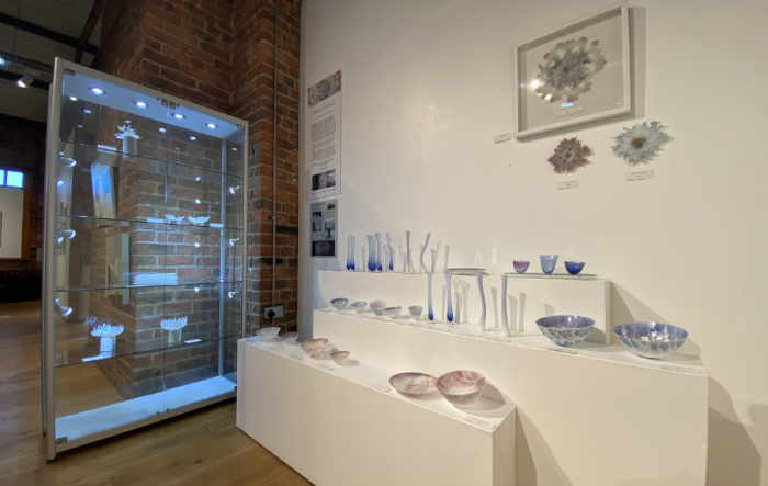 Glass display at The Biscuit Factory