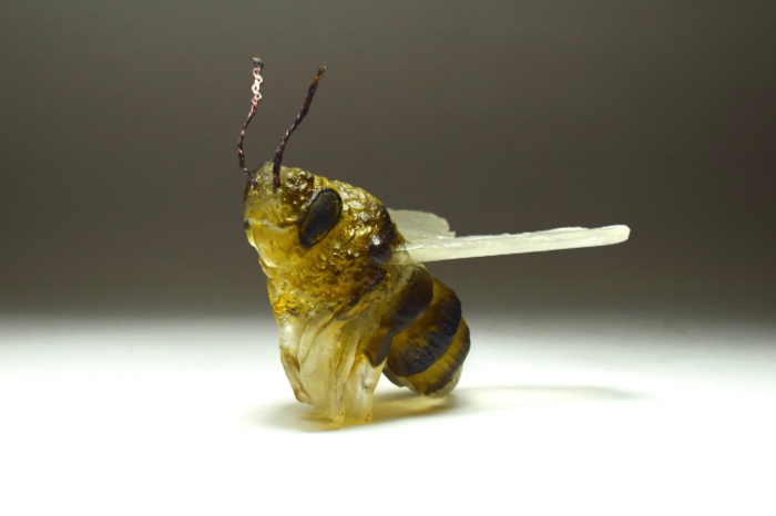 Cast glass honey bee sculpture