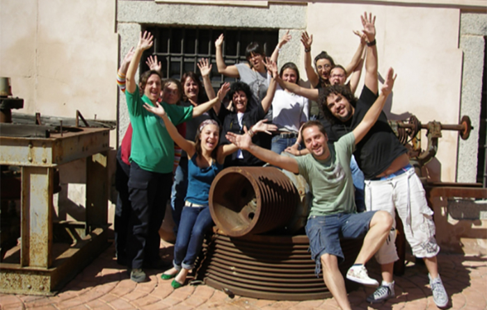 A group of students from the glass engraving course at La Granja in Spain.