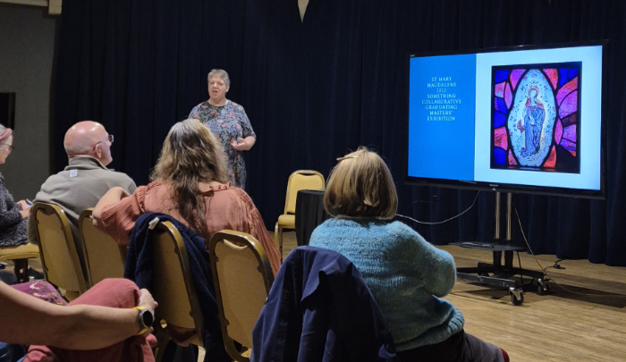 Presentation by stained glass artist Jacqui Fowler at Aberystwyth Arts Centre.