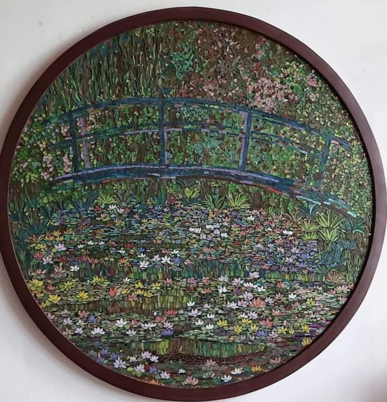 Monet' water lilly pond in stained glass mosaic Monet' water lilly pond in stained glass mosaic